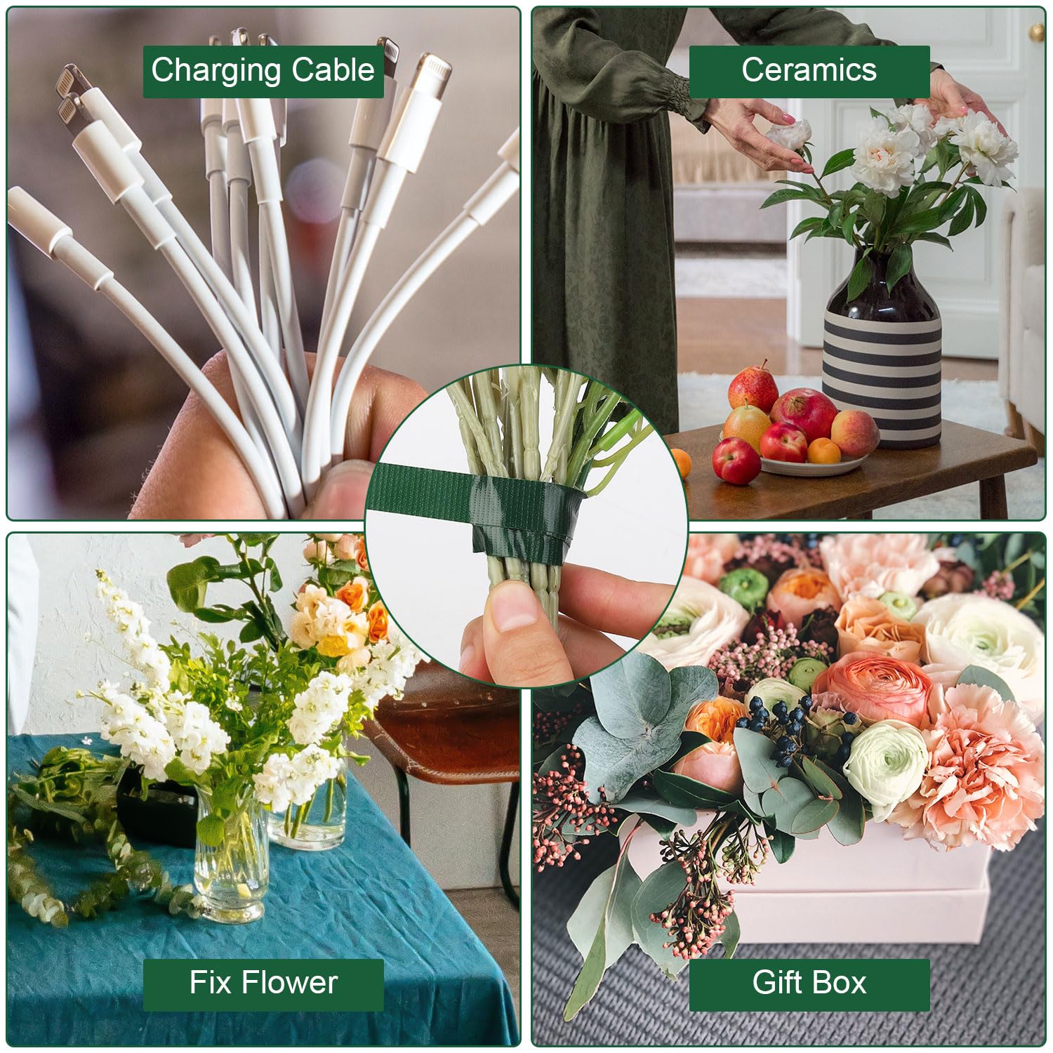 30M high adhesive seamless wat - Floral Tape Green recension och pris