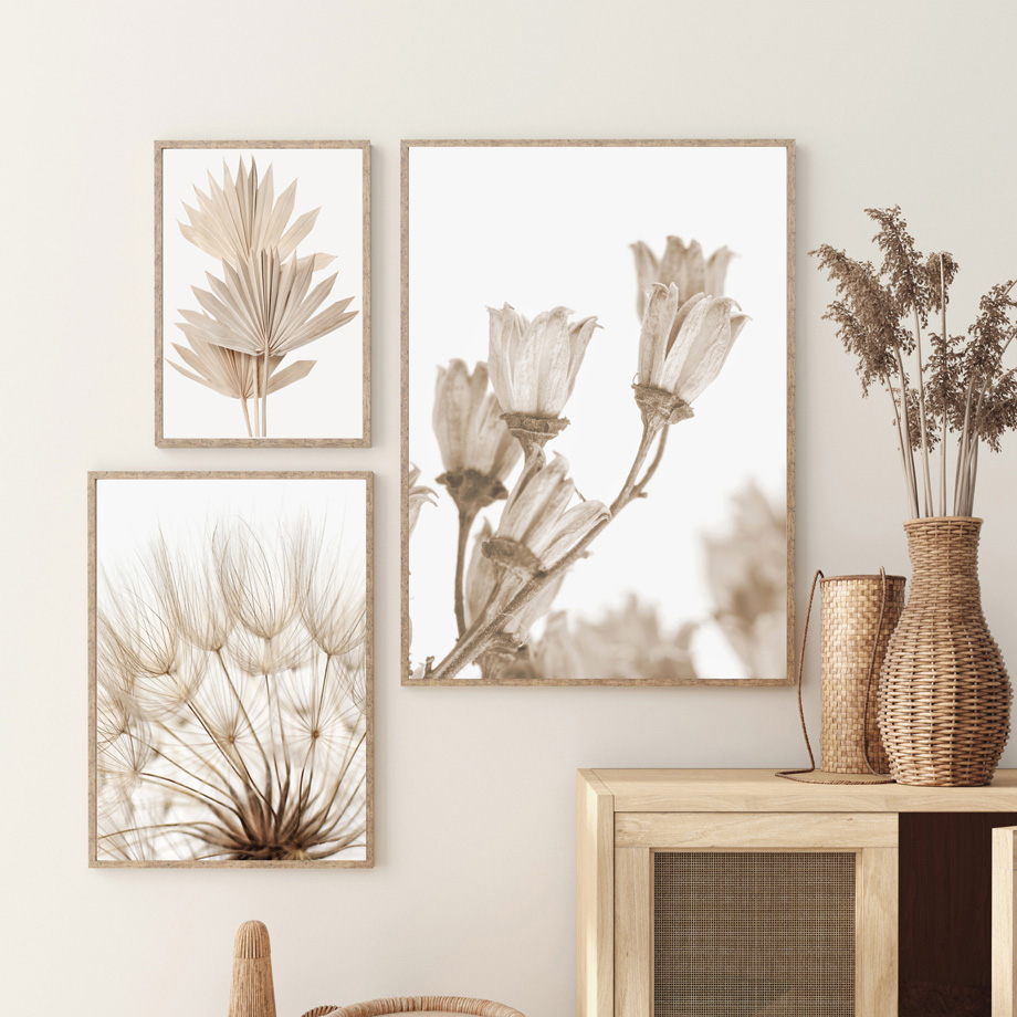 Neutral Beige Boho Wall Art Ca - Palm Leaf Dried recension och pris
