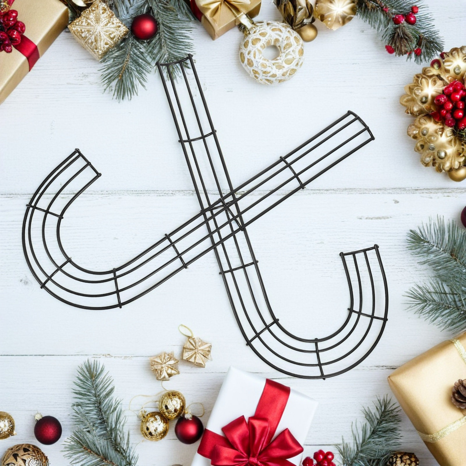 2Pcs Christmas J Shape Metal C - Wreath Form Wire recension och pris